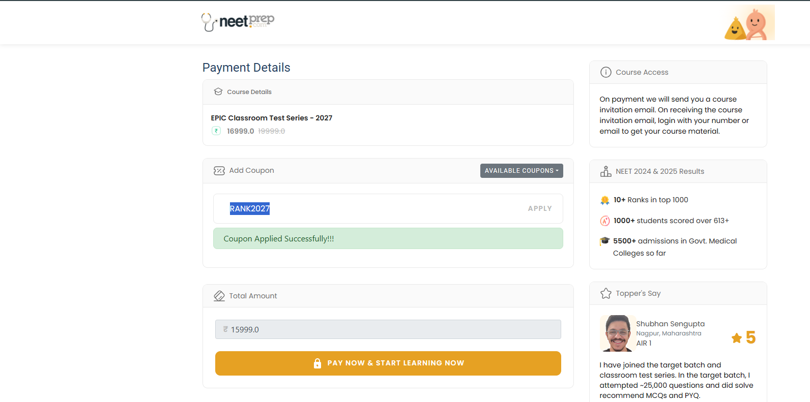 NeetPrep coupon code KOTAKING
